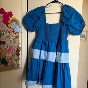English Factory Blue Puff Sleeve Dress